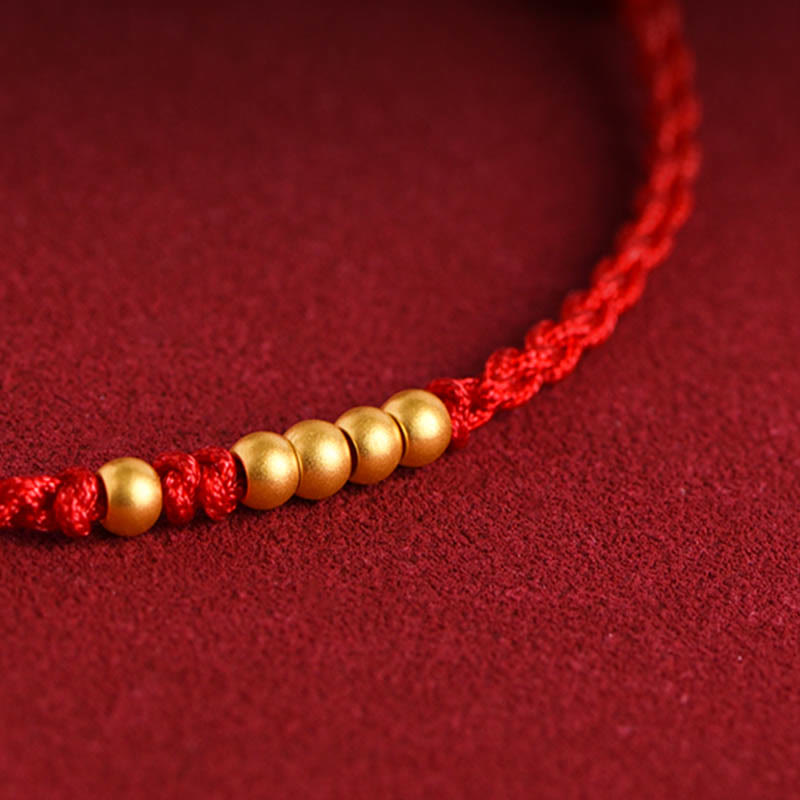 999 Gold Beads Luck Braided Protection Couple Bracelet - Image 14