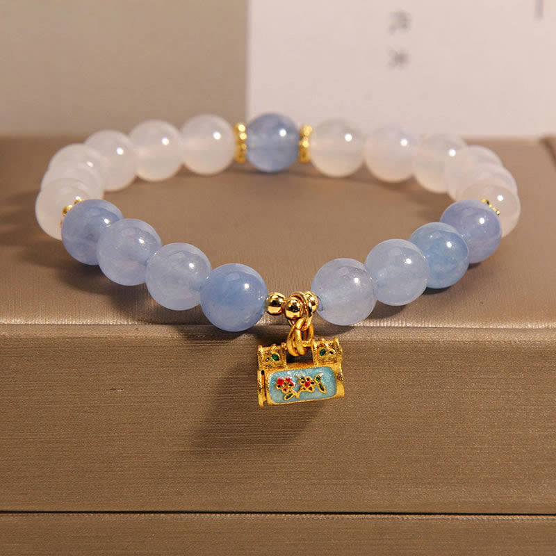 Natural White Agate Aquamarine Protection Bracelet