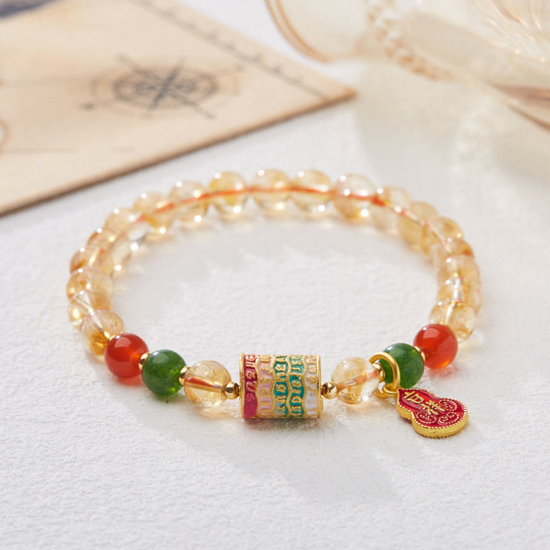 Natural Citrine Red Agate Green Chalcedony Protection Bracelet