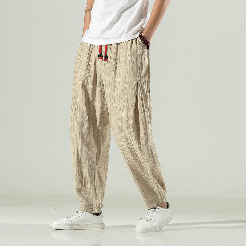 Cotton Men's Drawstring Harem Pants With Pockets