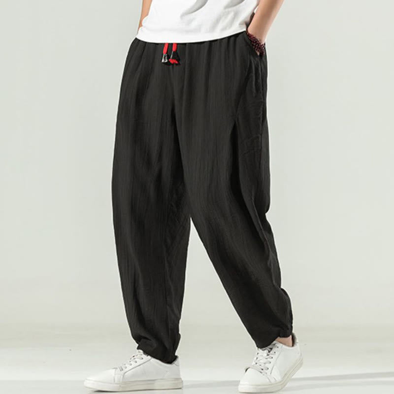 Cotton Men's Drawstring Harem Pants With Pockets - Image 20