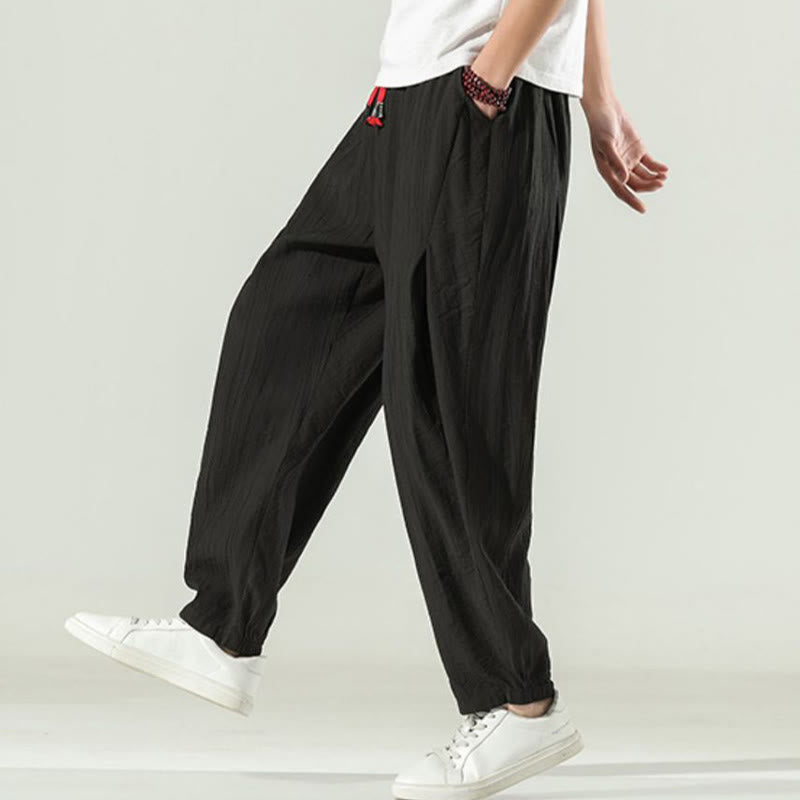 Cotton Men's Drawstring Harem Pants With Pockets - Image 21