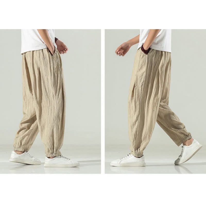 Cotton Men's Drawstring Harem Pants With Pockets - Image 8