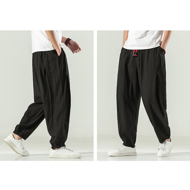 Cotton Men's Drawstring Harem Pants With Pockets - Image 27