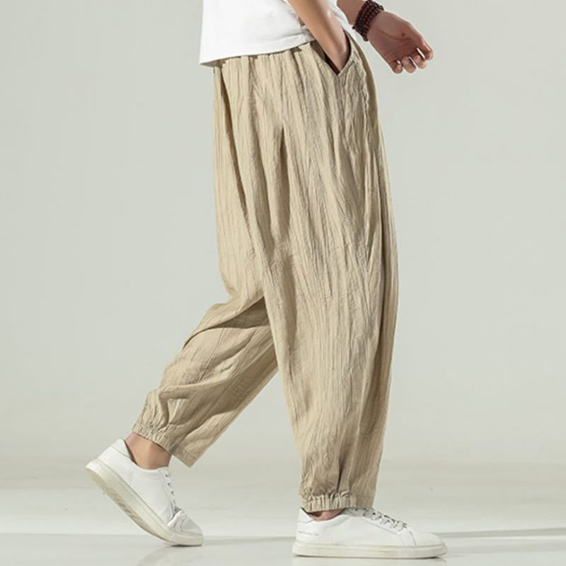 Cotton Men's Drawstring Harem Pants With Pockets - Image 4