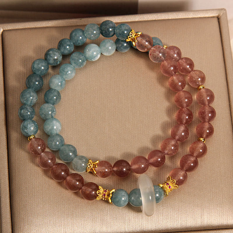 Jade Strawberry Quartz Abundance Luck Bracelet - Image 3