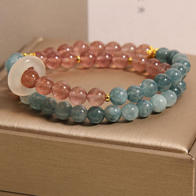 Jade Strawberry Quartz Abundance Luck Bracelet - Image 4