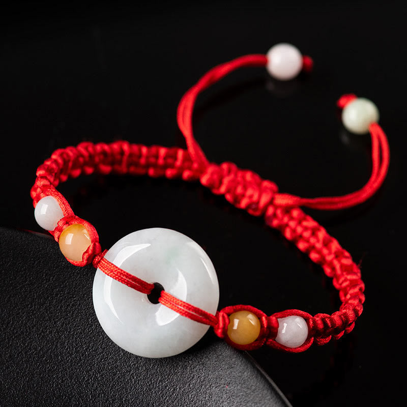 Jade Peace Buckle Luck Red String Bracelet