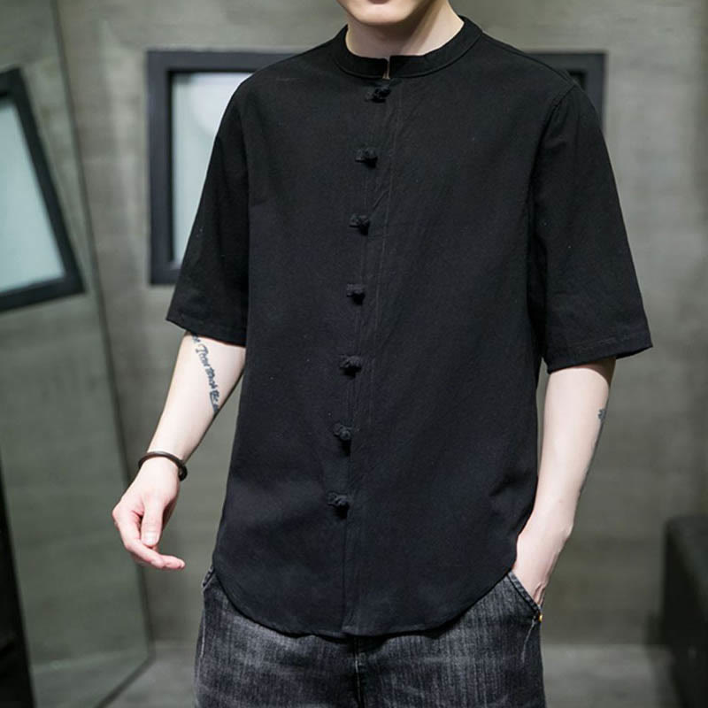 Plain Color Men's Half Sleeve Cotton Shirt - Image 18