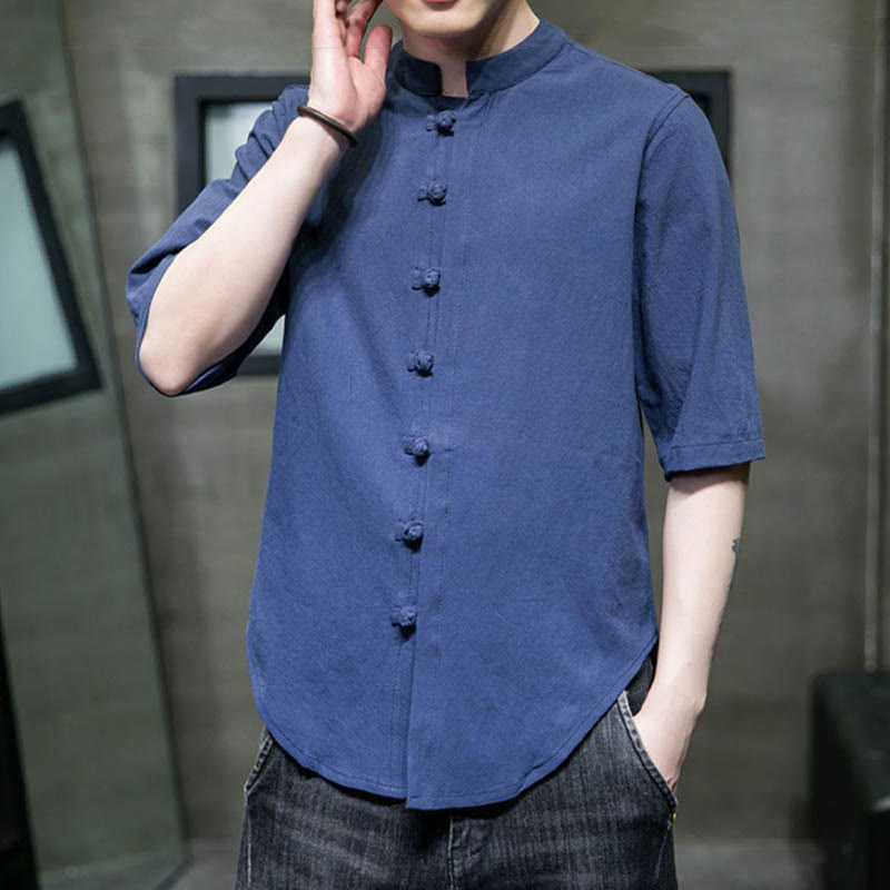 Plain Color Men's Half Sleeve Cotton Shirt - Image 26