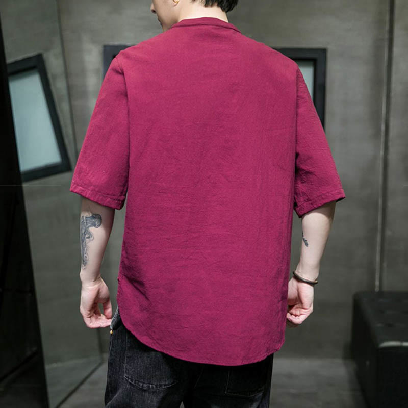 Plain Color Men's Half Sleeve Cotton Shirt - Image 13