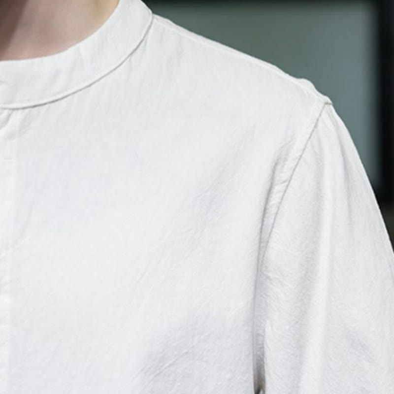 Plain Color Men's Half Sleeve Cotton Shirt - Image 9