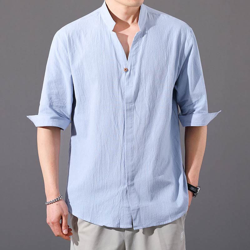 Summer Men's Half Sleeve Button Cotton Shirt