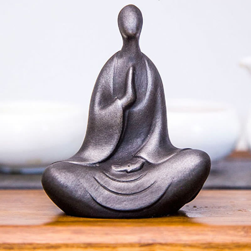 Tibetan Buddha Iron Powder Rust Cast Resin Statue Desk Decoration - Image 8