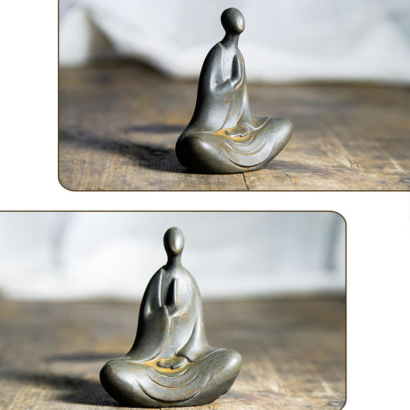 Tibetan Buddha Iron Powder Rust Cast Resin Statue Desk Decoration - Image 5