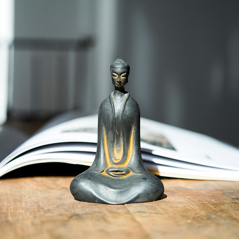 Handmade Sakyamuni Buddha Iron Powder Rust Cast Resin Statue Home Decoration