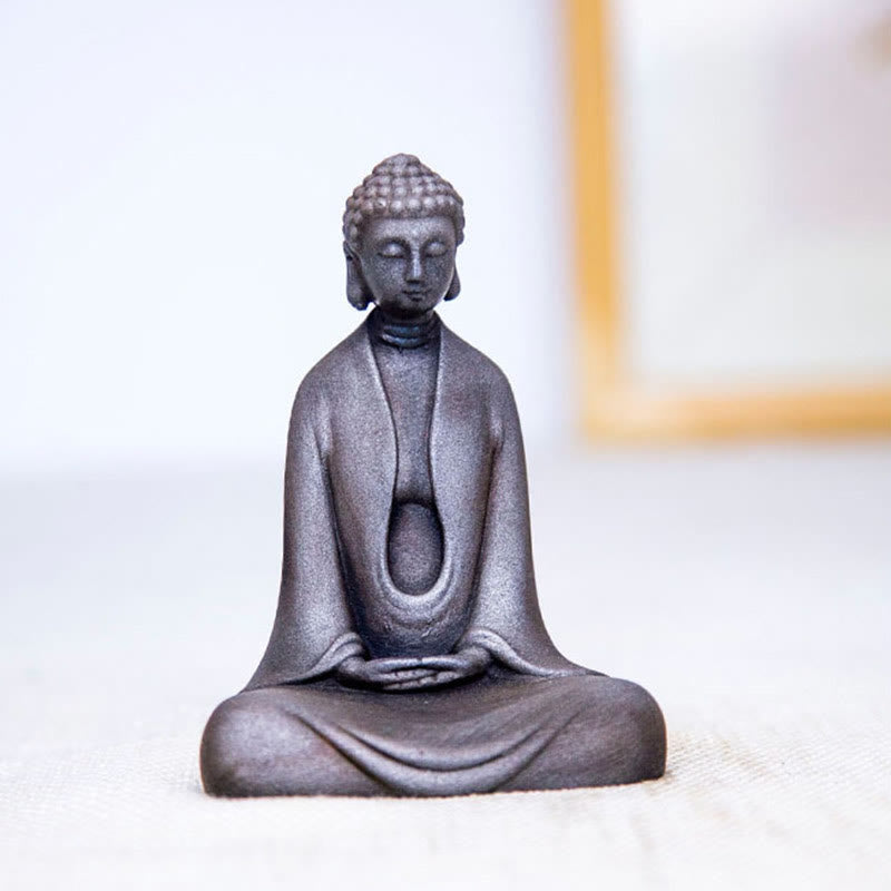 Handmade Meditation Sakyamuni Buddha Iron Powder Rust Cast Resin Statue Decoration - Image 28