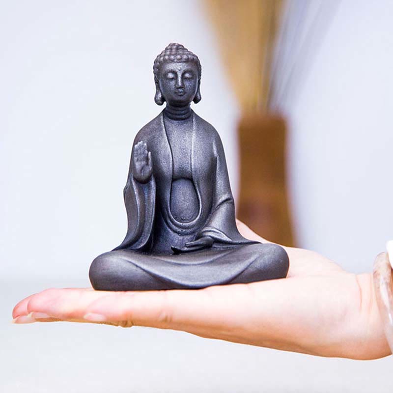 Handmade Meditation Sakyamuni Buddha Iron Powder Rust Cast Resin Statue Decoration - Image 14