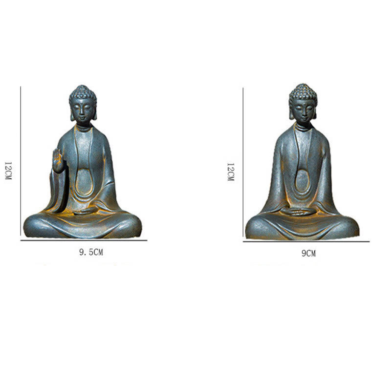 Handmade Meditation Sakyamuni Buddha Iron Powder Rust Cast Resin Statue Decoration - Image 24