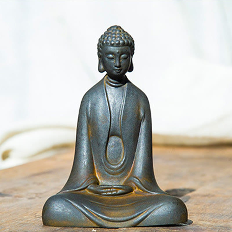 Handmade Meditation Sakyamuni Buddha Iron Powder Rust Cast Resin Statue Decoration - Image 10