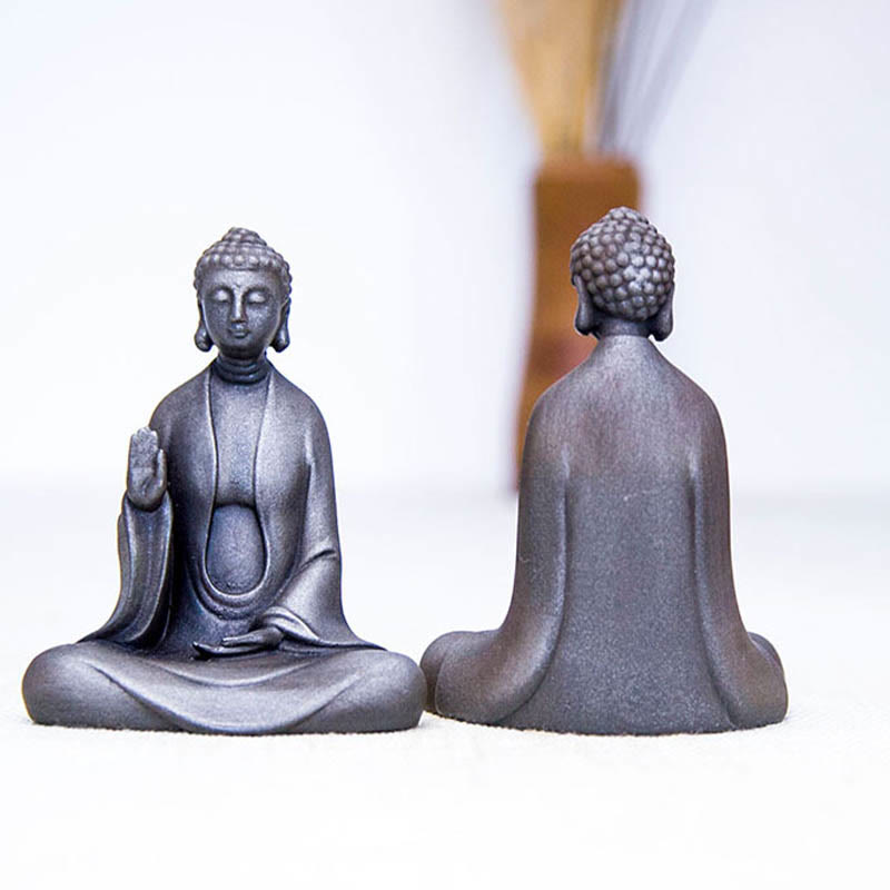 Handmade Meditation Sakyamuni Buddha Iron Powder Rust Cast Resin Statue Decoration - Image 12