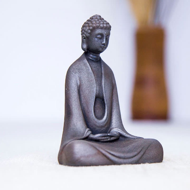 Handmade Meditation Sakyamuni Buddha Iron Powder Rust Cast Resin Statue Decoration - Image 27