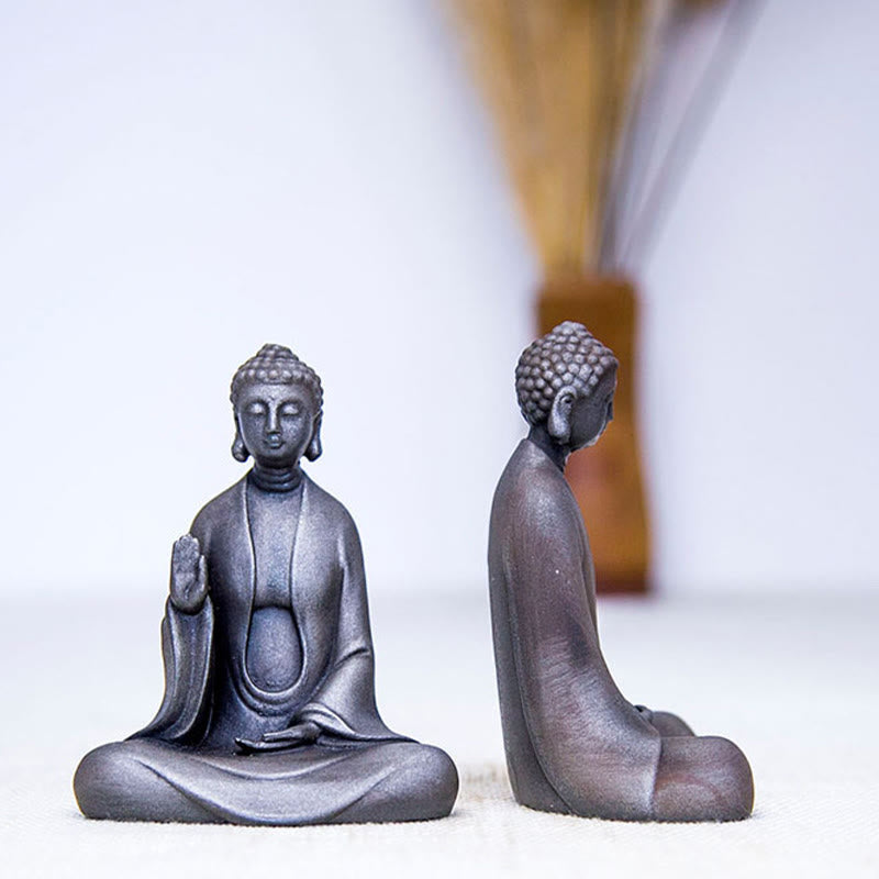 Handmade Meditation Sakyamuni Buddha Iron Powder Rust Cast Resin Statue Decoration - Image 13