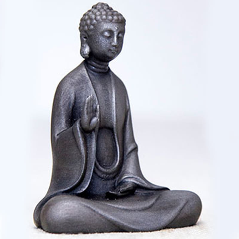 Handmade Meditation Sakyamuni Buddha Iron Powder Rust Cast Resin Statue Decoration - Image 17