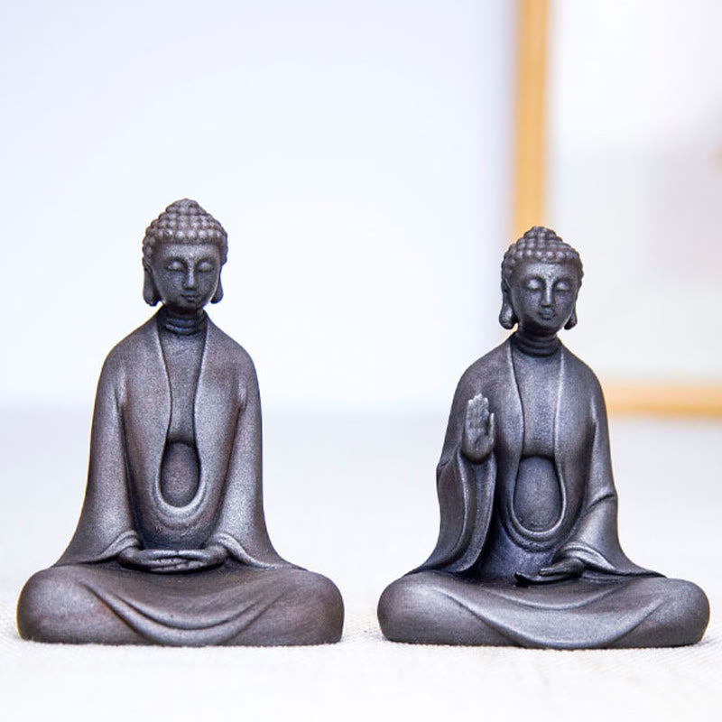 Handmade Meditation Sakyamuni Buddha Iron Powder Rust Cast Resin Statue Decoration - Image 34