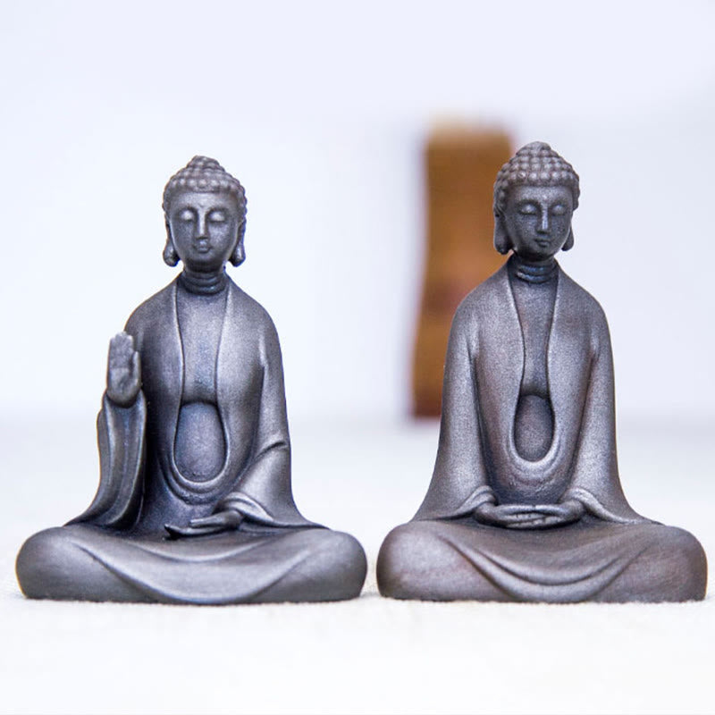 Handmade Meditation Sakyamuni Buddha Iron Powder Rust Cast Resin Statue Decoration - Image 32