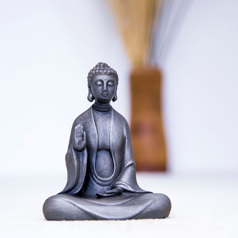 Handmade Meditation Sakyamuni Buddha Iron Powder Rust Cast Resin Statue Decoration - Image 16