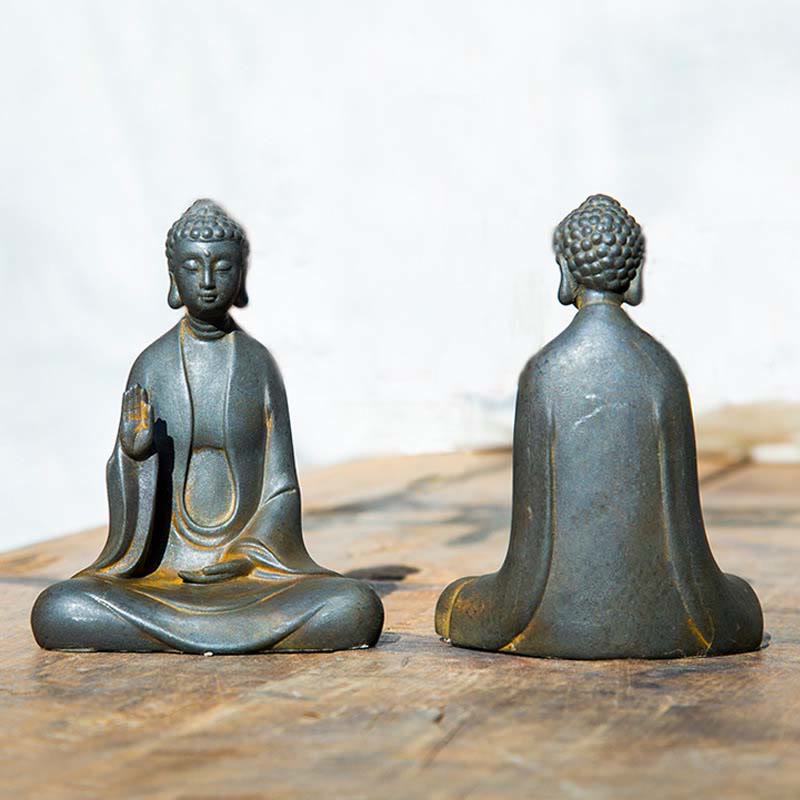 Handmade Meditation Sakyamuni Buddha Iron Powder Rust Cast Resin Statue Decoration - Image 3