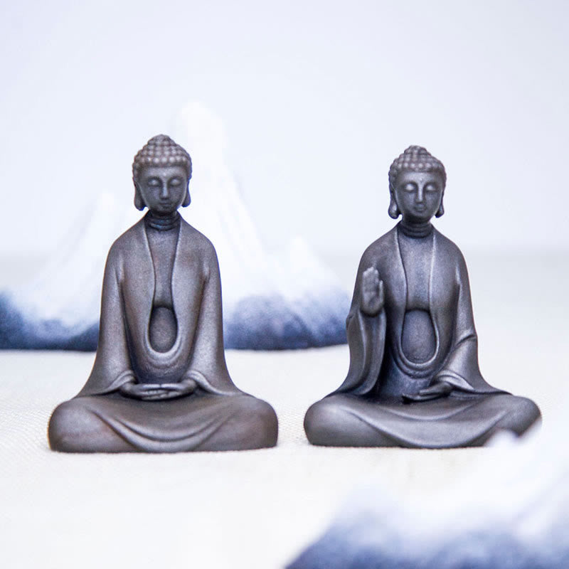 Handmade Meditation Sakyamuni Buddha Iron Powder Rust Cast Resin Statue Decoration - Image 35