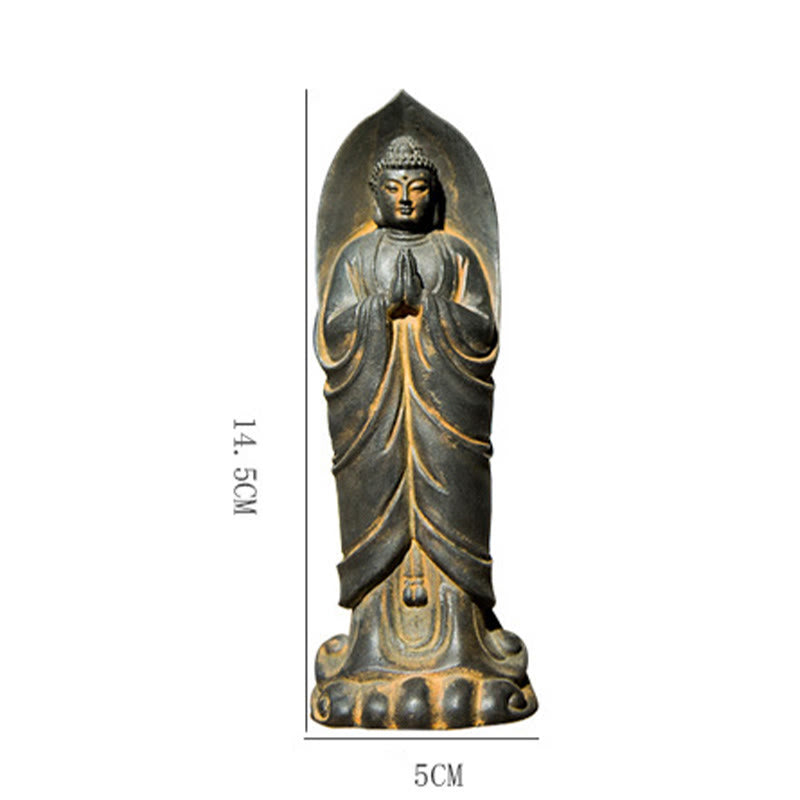 Handmade Sakyamuni Buddha Namaste Iron Powder Rust Cast Resin Statue Decoration - Image 12
