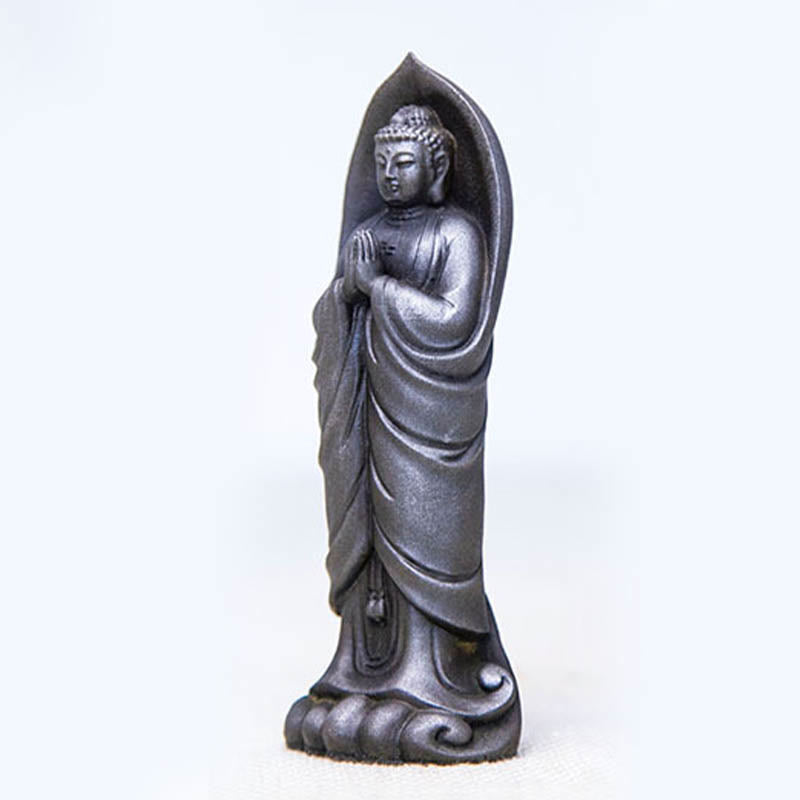 Handmade Sakyamuni Buddha Namaste Iron Powder Rust Cast Resin Statue Decoration - Image 20