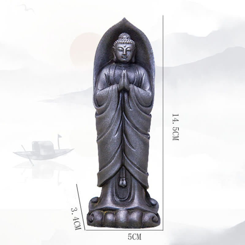 Handmade Sakyamuni Buddha Namaste Iron Powder Rust Cast Resin Statue Decoration - Image 26