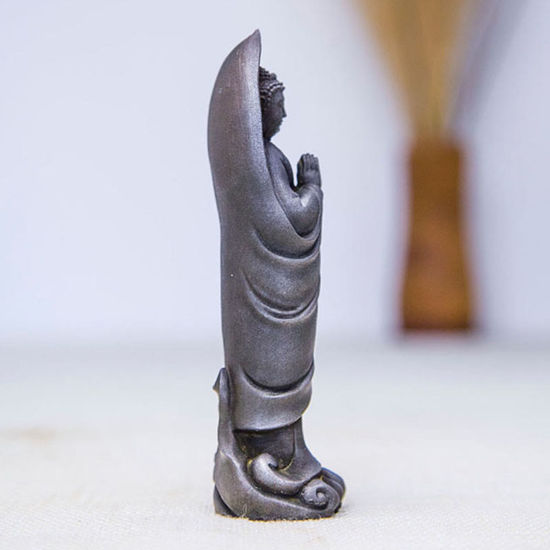 Handmade Sakyamuni Buddha Namaste Iron Powder Rust Cast Resin Statue Decoration - Image 16