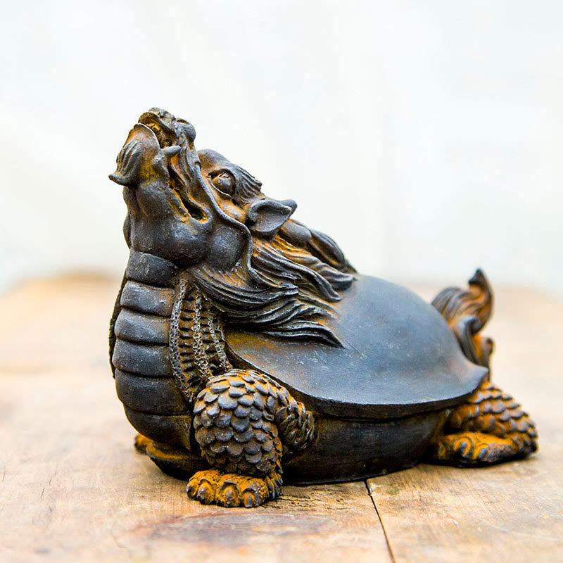 Handmade Dragon Turtle Iron Powder Rust Cast Resin Statue Home Decoration