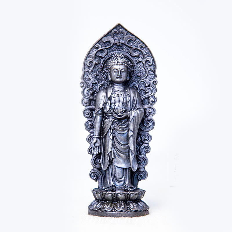 Handmade Amitabha Guanyin Avalokitesvara Mahasthamaprapta Iron Powder Rust Cast Resin Statue Decoration - Image 28