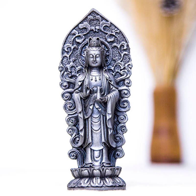 Handmade Amitabha Guanyin Avalokitesvara Mahasthamaprapta Iron Powder Rust Cast Resin Statue Decoration - Image 32