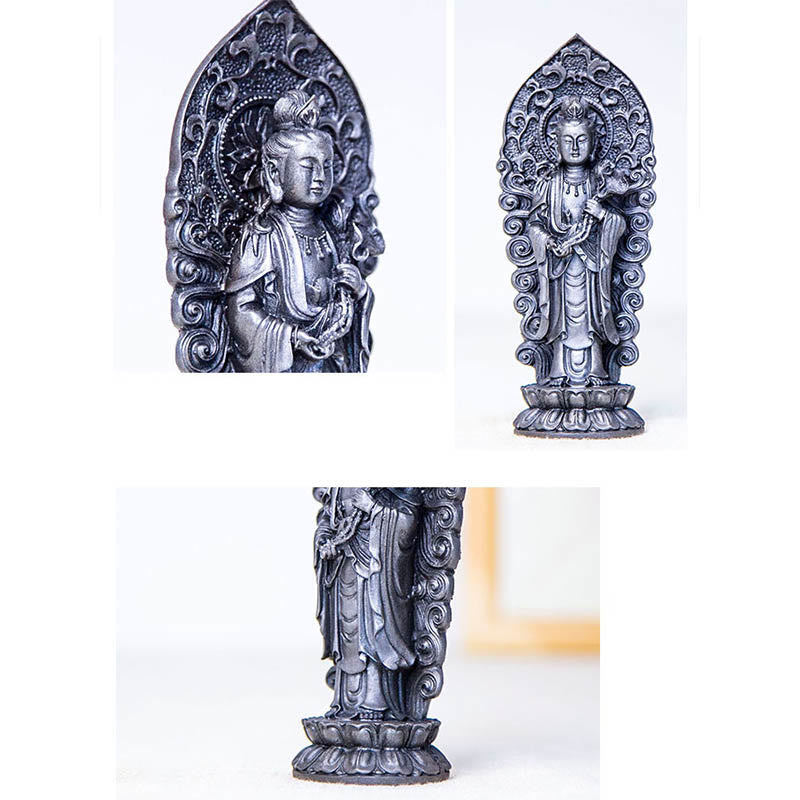 Handmade Amitabha Guanyin Avalokitesvara Mahasthamaprapta Iron Powder Rust Cast Resin Statue Decoration - Image 27