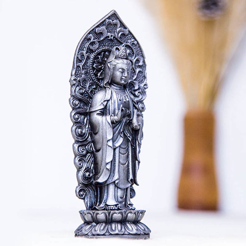 Handmade Amitabha Guanyin Avalokitesvara Mahasthamaprapta Iron Powder Rust Cast Resin Statue Decoration - Image 34