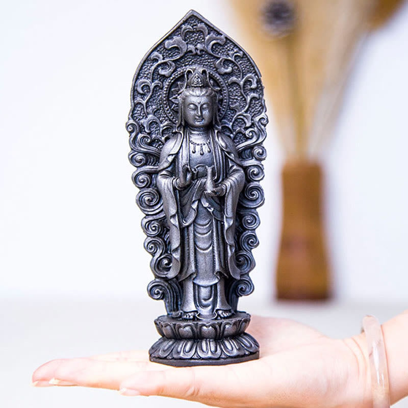 Handmade Amitabha Guanyin Avalokitesvara Mahasthamaprapta Iron Powder Rust Cast Resin Statue Decoration - Image 33