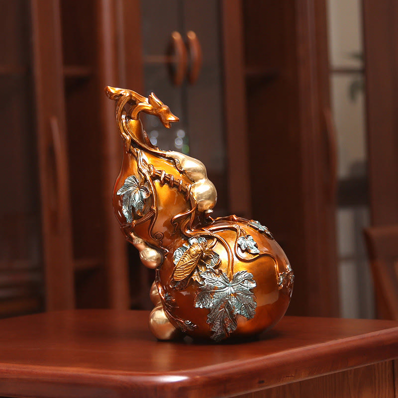 Golden Gourd Brass Copper Statue Home Desk Decoration