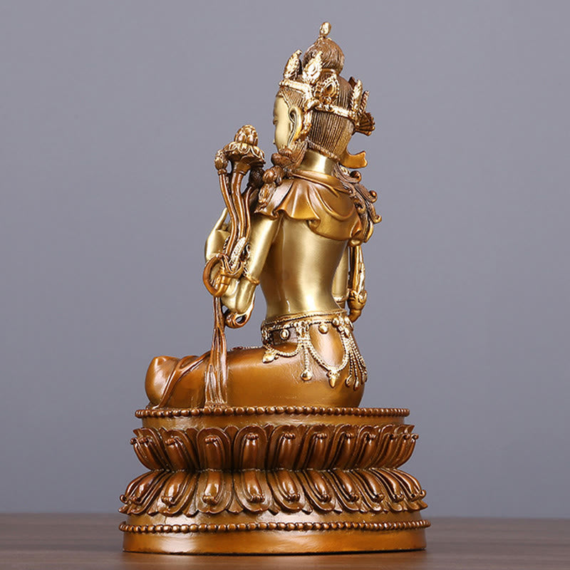 Bodhisattva Green Tara Figurine Protection Brass Copper Statue Home Offering Decoration - Image 4