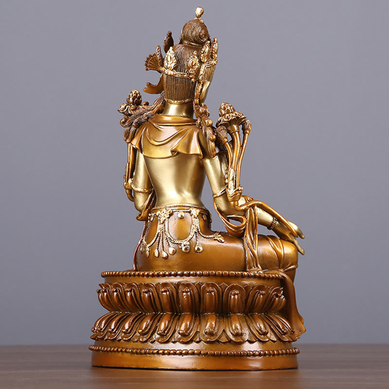 Bodhisattva Green Tara Figurine Protection Brass Copper Statue Home Offering Decoration - Image 12