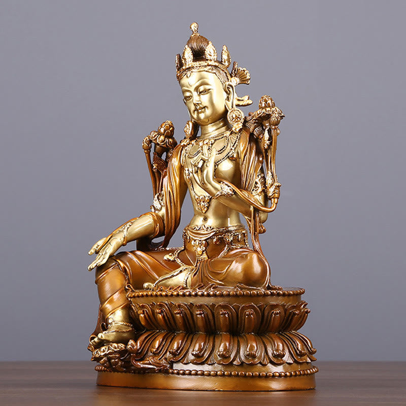 Bodhisattva Green Tara Figurine Protection Brass Copper Statue Home Offering Decoration - Image 5