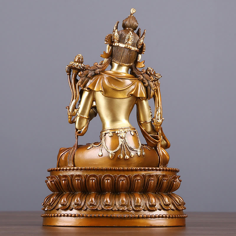 Bodhisattva Green Tara Figurine Protection Brass Copper Statue Home Offering Decoration - Image 3