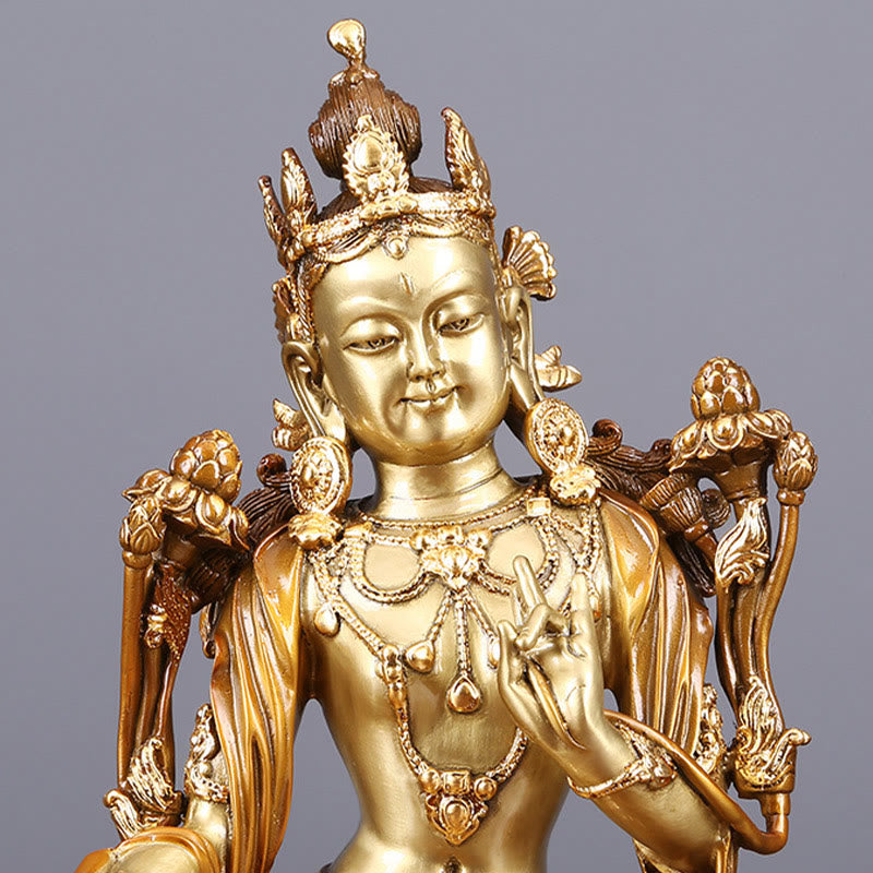 Bodhisattva Green Tara Figurine Protection Brass Copper Statue Home Offering Decoration - Image 7