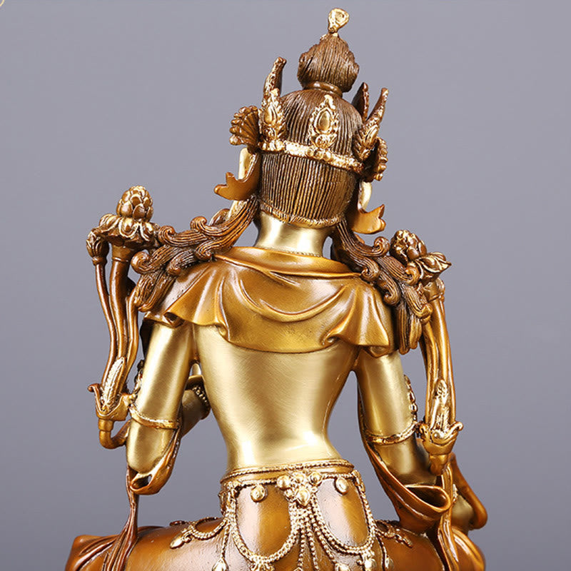 Bodhisattva Green Tara Figurine Protection Brass Copper Statue Home Offering Decoration - Image 8
